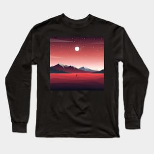 Red landscape minimalist art Long Sleeve T-Shirt